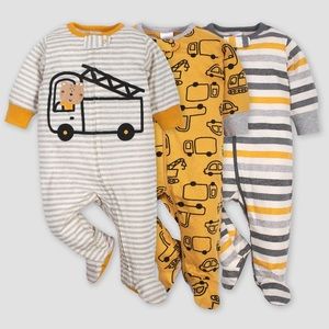 4/$20 Gerber baby boys vehicle footie pajamas